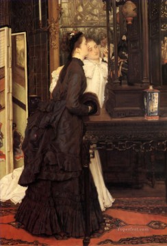  Jacques Oil Painting - Young Ladies Looking at Japanese Objects James Jacques Joseph Tissot